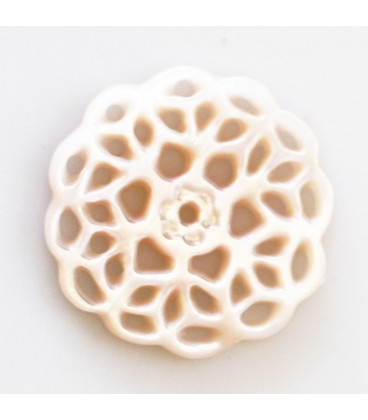 BeauMonde Bijoux - Nacre rose 14 mm médaillon fin fleuri