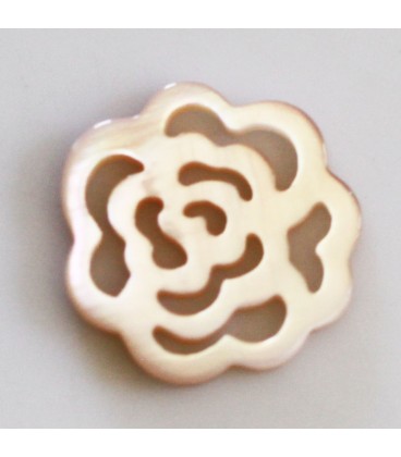 BeauMonde Bijoux - Nacre rose 14 mm motif rose plate