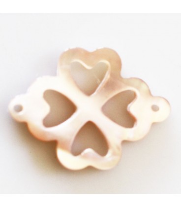 BeauMonde Bijoux - Nacre rose 12 mm trefle ajouré 2 anneaux