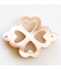 BeauMonde Bijoux - Nacre rose 12 mm trefle ajouré 2 anneaux