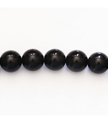 BeauMonde Bijoux - Obsidienne noire rainbow 10 mm environ perle ronde AA (oeil celeste) Mexique