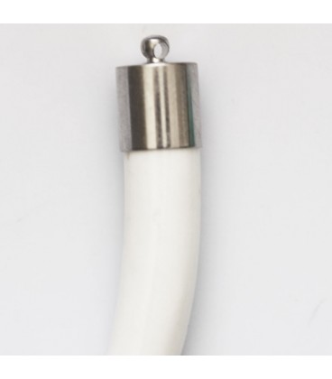Howlite about 10x54 mm round horn silver metal tip - BeauMonde Bijoux