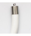 Howlite 10x54 mm environ corne ronde embout métal argenté