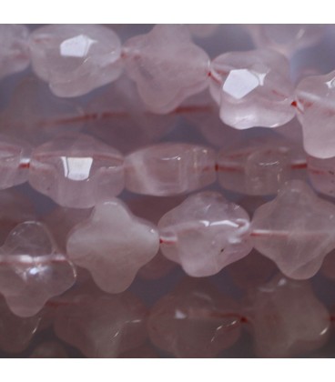 BeauMonde Bijoux - Quartz rose 10 mm environ fleur 4 pétales facettées A Madagascar