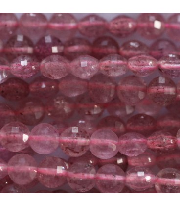Strawberry quartz 4 mm faceted medallion - BeauMonde Bijoux