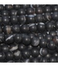 Agate 4/4.2 mm perle ronde veiné noire mat