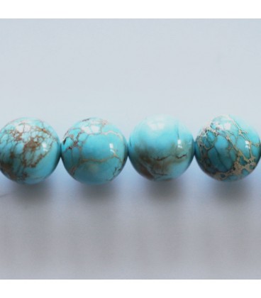 BeauMonde Bijoux - Jaspe 12 mm perle ronde impression teinté turquoise A Chine