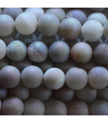 BeauMonde Bijoux - Agate 8 mm perle ronde avec incrustations reflets rosés