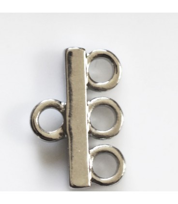 BeauMonde Bijoux - Fermoir barette 3 anneaux métal argenté 18mm