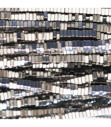 Hematite 3x1 square stacked silver - BeauMonde Bijoux
