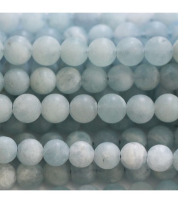 Aquamarine 6 mm matte round bead - BeauMonde Bijoux