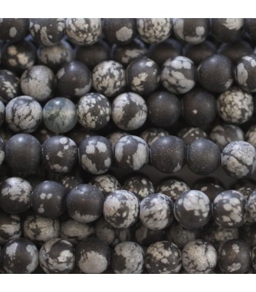 BeauMonde Bijoux - Obsidienne neige 6.2/6.5 mm environ perle ronde mat A Afrique