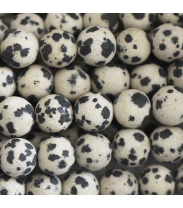 Jasper Dalmatian 8 mm round matte bead - BeauMonde Bijoux