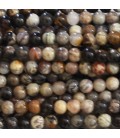 Jaspe 4 mm perle ronde silver leaf marron A Afrique