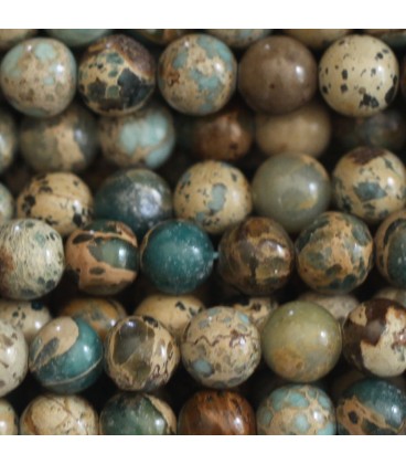 Jasper 8 mm round bead print tone natural almond - BeauMonde Bijoux
