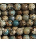 BeauMonde Bijoux - Jaspe impression 8 mm environ perle ronde naturel ton lagon AA Mexique