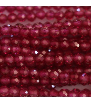 Corundum 3 mm faceted round bead (treated ruby) India - BeauMonde Bijoux