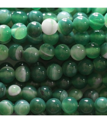 Agate 6 mm round veined green bead - BeauMonde Bijoux