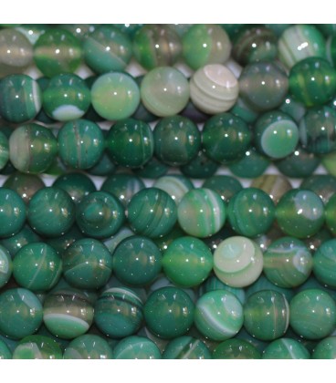 Agate 8 mm round veined green bead - BeauMonde Bijoux
