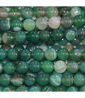Agate 8 mm round veined green bead