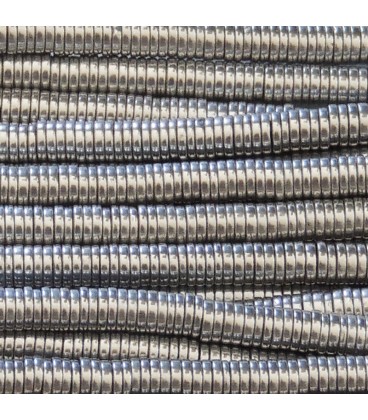 Hematite 4x1mm silver heishi washer - BeauMonde Bijoux