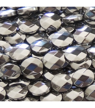 Hematite 8x10 silver faceted oval - BeauMonde Bijoux