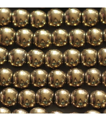 Hematite 8 mm golden round bead - BeauMonde Bijoux