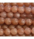 Pierre du soleil 8/8.5 mm environ perle ronde ton uni A+ Inde