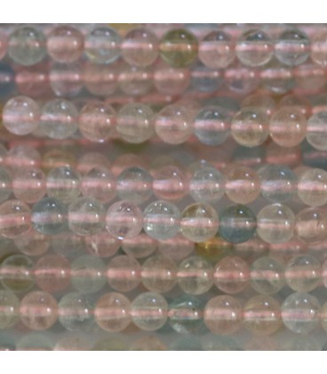 BeauMonde Bijoux - Morganite (béryl) 4 mm perle ronde ton transparent AA Brésil