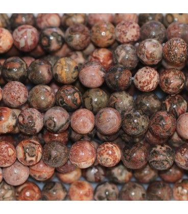 BeauMonde Bijoux - Jaspe léopard skin 6 mm environ perle ronde ton rose Madagascar