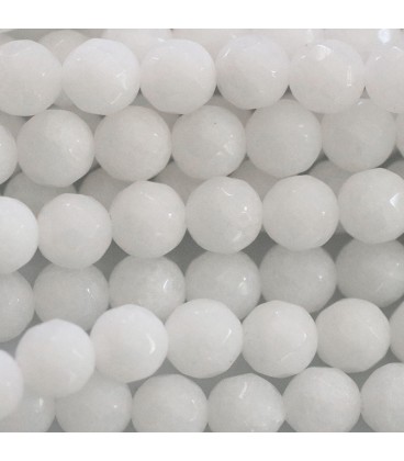 Quartzite 8mm faceted round bead (white Jasper) - BeauMonde Bijoux