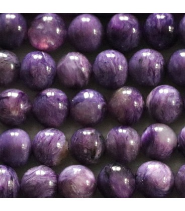 Charoite 8 mm round bead quality A Russia - BeauMonde Bijoux