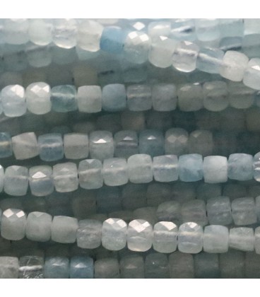 Aquamarine 4X4 mm faceted square - BeauMonde Bijoux