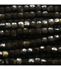 Obsidian gold 4X4 mm faceted square