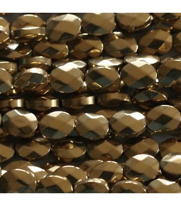 Hematite 6X8 mm faceted golden oval - BeauMonde Bijoux