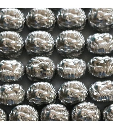 Hematite 10 mm silver lion head - BeauMonde Bijoux