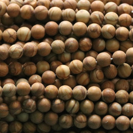 Jaspe bois 4 mm environ perle ronde mat A+ Australie
