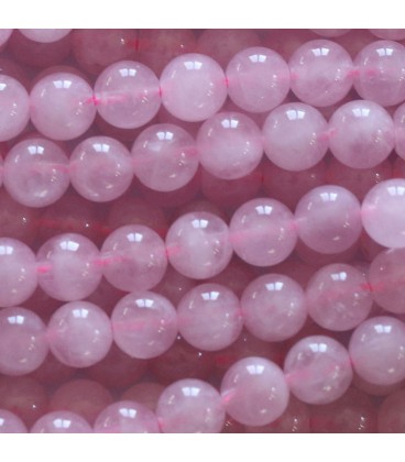BeauMonde Bijoux - Quartz rose 6/6.4 mm environ perle ronde naturel AA Madagascar