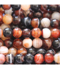 Sardonyx 6 mm round bead orange/black Brazil