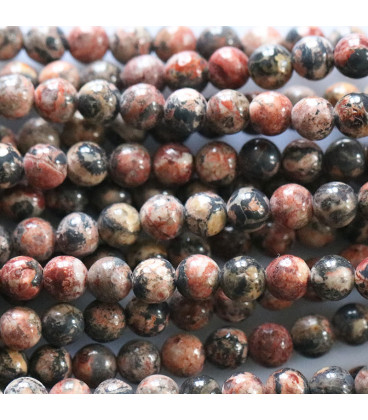 Jasper leopard 2 mm round bead pink tone - BeauMonde Bijoux