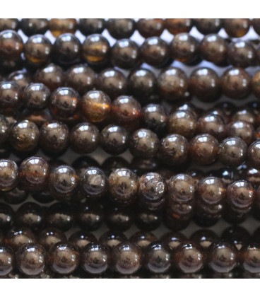 Dravite 4 mm round bead Brazil (brown tourmaline) - BeauMonde Bijoux