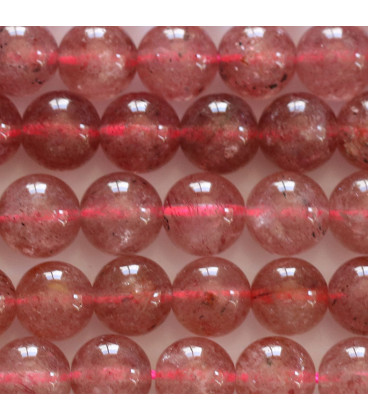 BeauMonde Bijoux - Quartz strawberry 8 mm perle ronde A Brésil