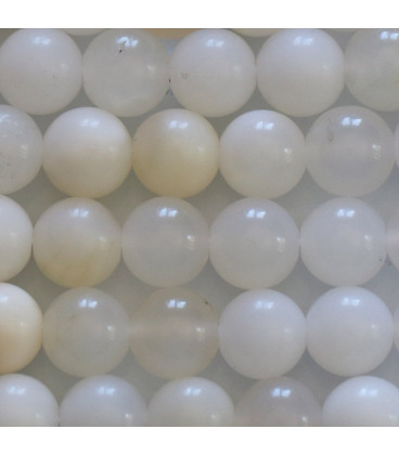 Opale 8 mm perle ronde blanc milky Afrique - BeauMonde Bijoux