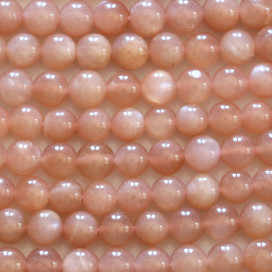 Pierre du soleil 6/6.3 mm environ perle ronde ton uni A+ Inde