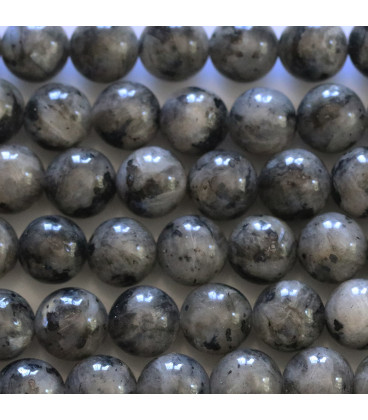 Black labradorite 6 mm round bead (larvikite) - BeauMonde Bijoux