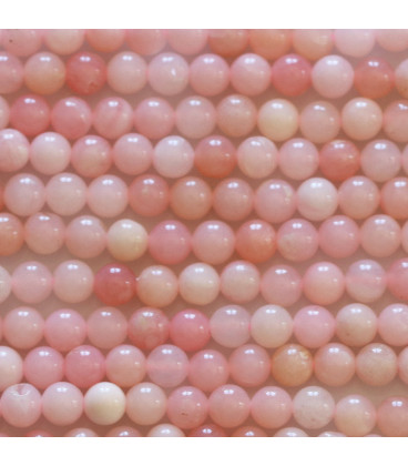 BeauMonde Bijoux - Opale rose 4 mm perle ronde A Brésil