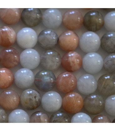 Multi pierres 8 mm perles rondes labradorite aigue marine pierre du soleil - BeauMonde Bijoux