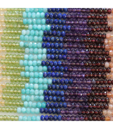 BeauMonde Bijoux - Multi pierres 2.5x4 mm rondelles facettées 7 chakras pierres naturelles A+ A