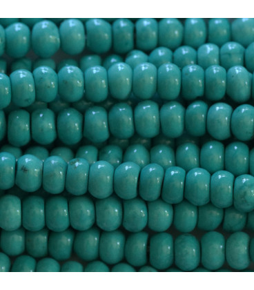 BeauMonde Bijoux - Howlite 4x6 mm rondelle arrondie turquoise ton soutenu