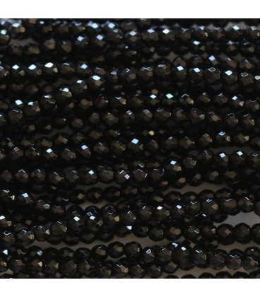 Agate black 2 mm round faceted bead - BeauMonde Bijoux